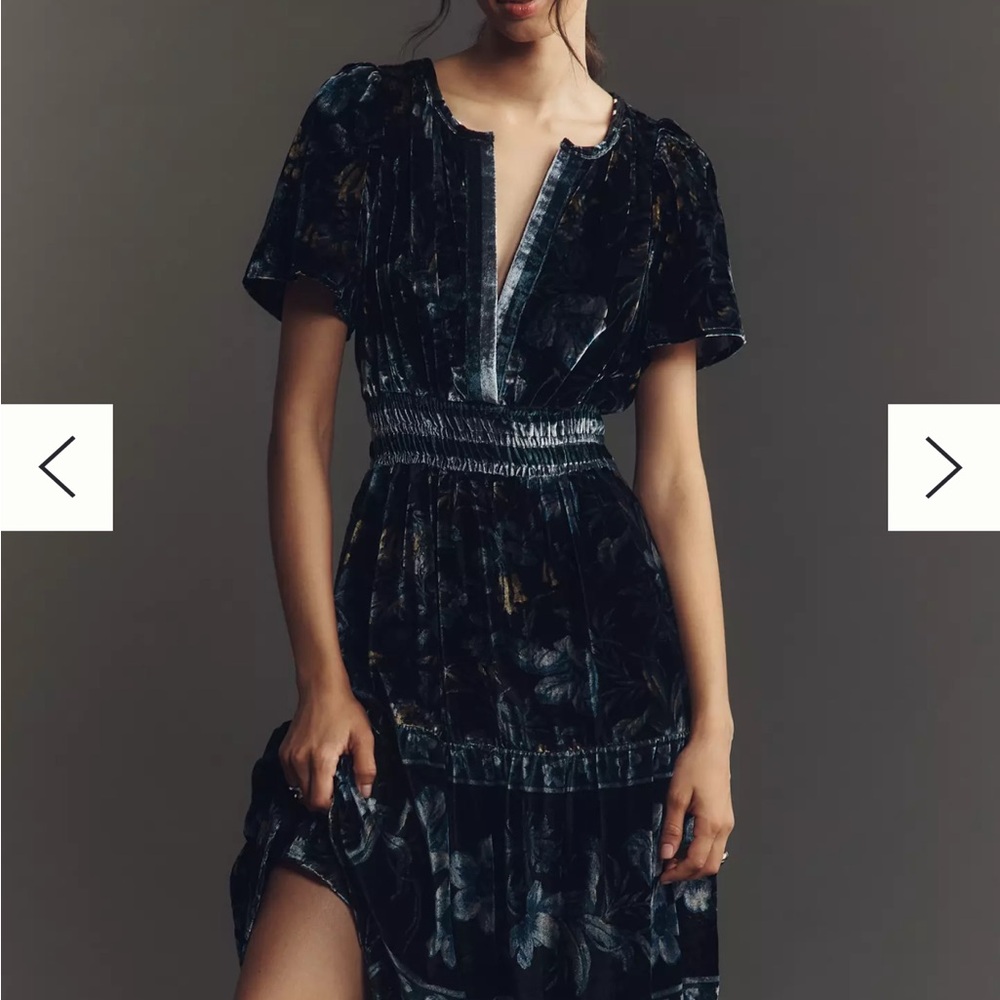 Anthropologie Somerset Blue Velvet Dress